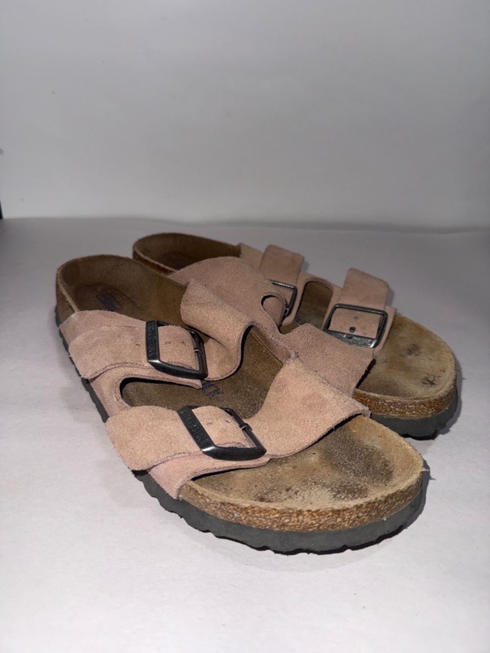 Birkenstock pink suede Arizona slide sandals size 39